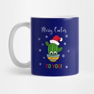 Merry Cactus To You - Cactus With A Santa Hat In A Bowl Mug